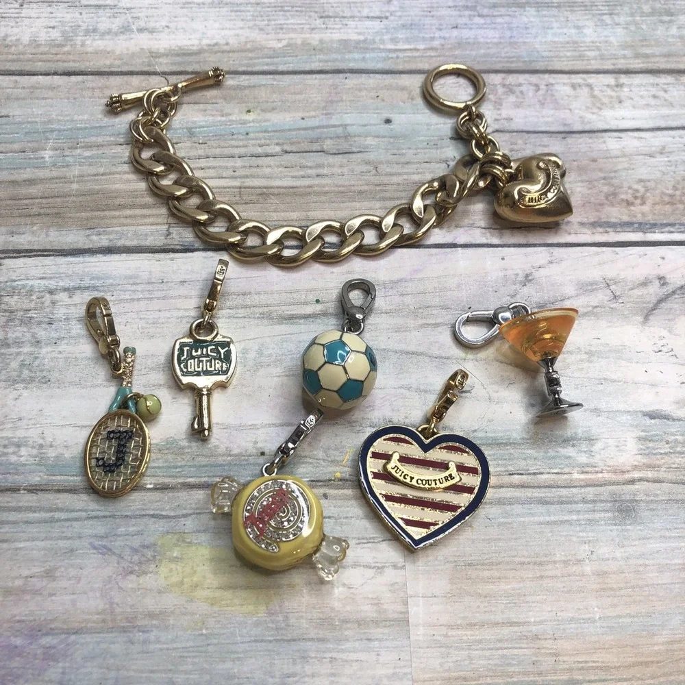 100% Authentic Vintage Juicy Couture Charm Bracelet‎ w/ 6 Charms